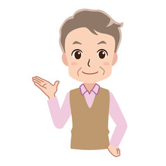 Illustration of an old man guiding