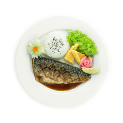 Saba Teriyaki Grilled Fish Served with Rice