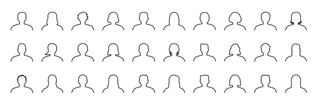 People line drawing icon set