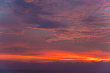 Fototapeta na wymiar Colorful dramatic sky with cloud above sea bay