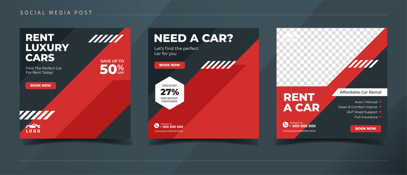 Automotive car rental banner for social media post template