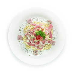 Spaghetti Carbonara Sauce with Ham,Bacon Italian Food