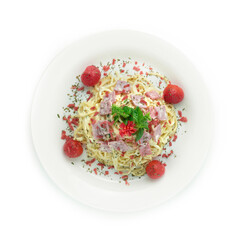 Spaghetti Carbonara Sauce with Ham,Bacon Italian Food