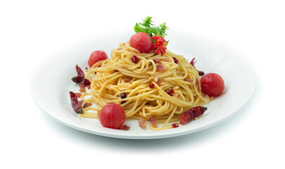 Spaghetti Stir Fried with Dried Chili Peppers