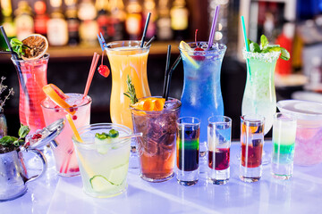 Set of cocktails at the bar