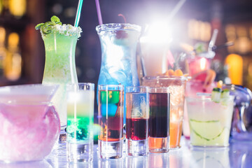 Set of cocktails at the bar