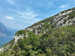 mountain landscape with blue sky and clouds