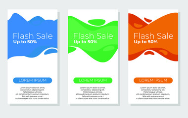 Modern fluid abstract banner. Flash sale flyer template. Fluid colorful background element. 