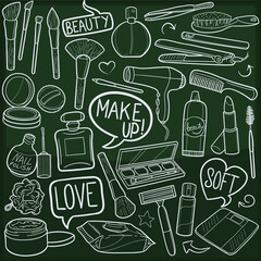 Beauty Woman Doodle Icon Chalkboard Sketch