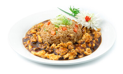 Japanese Fried Rice with Omelet in Sweet Gravy Sauce