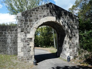 Close up of the brick arch gategoing up to the Brimstone Hill Fortress National Park at St. Kitts,...