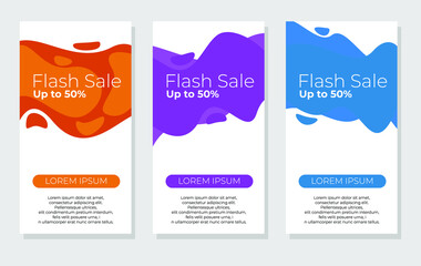 Modern fluid abstract banner. Flash sale flyer template. Fluid colorful background element. 