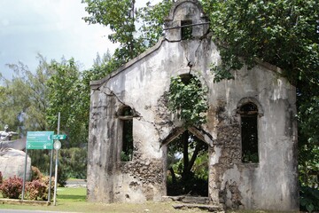 Fototapeta na wymiar Ruins of the Inarajan Baptist Church at the Inarajan Village in Guam, United States of America.