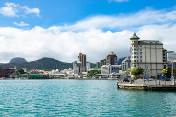 View of Port Louis waterfront,Mauritius,Africa.