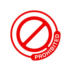 Forbidden sign empty template - crossed out red prohibition caution circle in creative decoration - isolated vector element