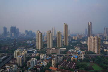 Fototapeta na wymiar Mumbai Sky View Tall Buildings, Maharashtra, India 2020
