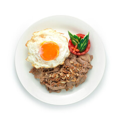 Thai Food Stir-Fried Pork with Garlic and Thai Peppers