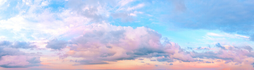 Naklejka na ściany i meble Sunset pink sky with clouds
