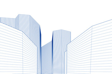 Fototapeta na wymiar abstract architecture 3d illustration sketch