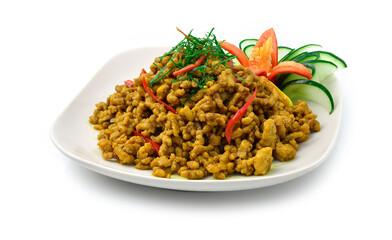 Pork with Yellow Curry Paste Stir Fried dries Hot and Spicy