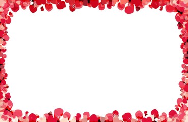 frame with red hearts on white background.