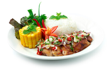 Spicy Grilled Chicken with Rice recipe Thai Food