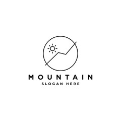 Simple Monoline Mountain Logo Design Template