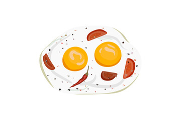 Omelet breakfast with eggs, tomato and peppers.