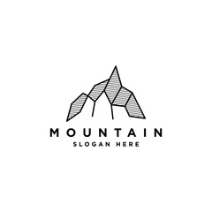 Simple Monoline Mountain Logo Design Template