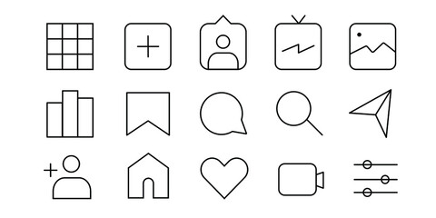 instagram interface icons, apps simple icons