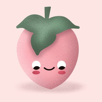 Cute cartoon character strawberry funny  illustration 