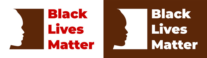 Vector illustration with the text Black Lives Matter . Silhouette of a black man.