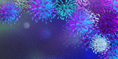 Banner on a white background with the image of the crown of the virus. Multicolor illustration. Pandemic, Covid 19