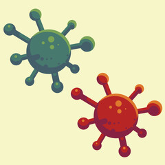 Fototapeta premium Corona Virus Vector Illustration. Green Virus And Red Virus. Flat Design