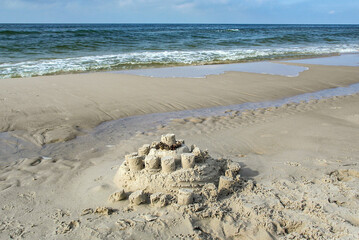 A sand castle on a beach, Baltic Sea, Poland
