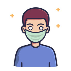 Man Wearing Mask Vector Illustration. Health Icon Concept Isolated. Flat Cartoon Style