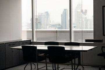 Fototapeta premium Unused meeting room during business people working from home.