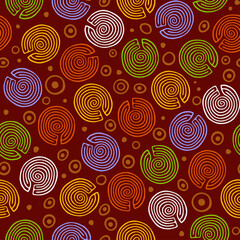 Abstract colorful mazes pattern. Seamless pattern with maze. Vector hand drawn mazes pattern for surface, textile, wrapping paper, gift paper and etc.
