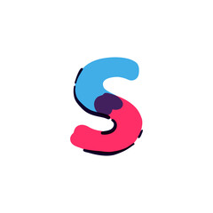 S letter logo handwritten with a multicolor felt-tip pen.