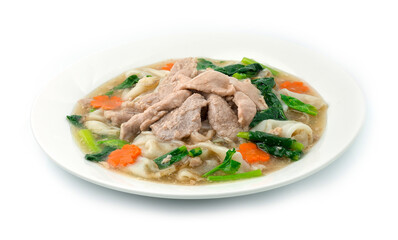Fried Noodles with Pork and Kale soaked in gravy