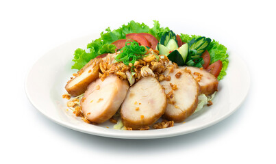 Smoke Chicken Ham with Sweet Sauce Crispy Fried Garlic