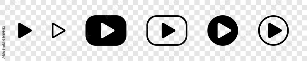 Poster play buttons vector icons. play button, isolated. play buttons in square and circle. vector illustra