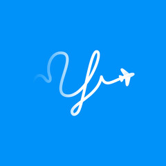 Y letter logo with plane and airline.