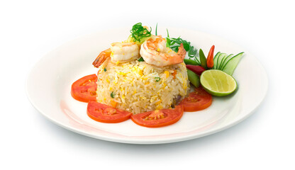 Fried Rice with Shrimps  decorate carved Cucumber