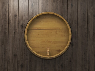 wooden oak barrel in wine cellar