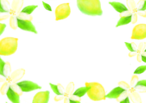 水彩画レモンのフレーム　カットアウト