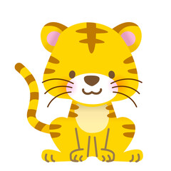 座っているかわいい虎