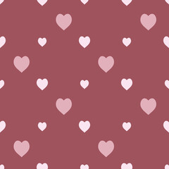 Seamless pattern in light pink hearts on discreet pink for fabric, textile, clothes, tablecloth and other things. Vector image.