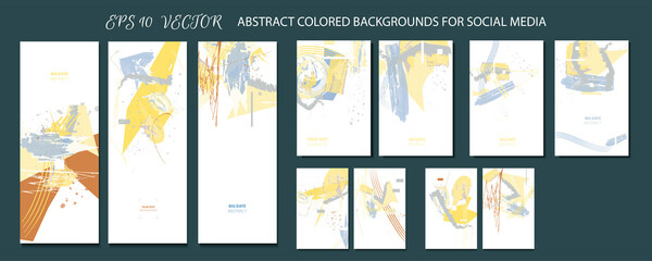 Elegant creative card templates set. Collection of romantic invitations with gold abstraction background line color