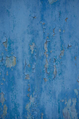 Fototapeta premium Vintage wood wall texture background and blue peeling paint.